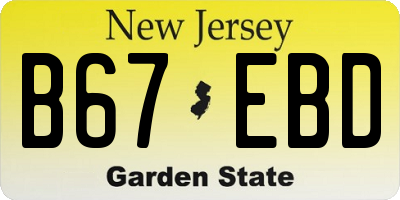 NJ license plate B67EBD