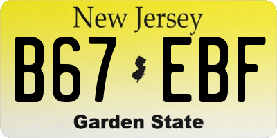 NJ license plate B67EBF