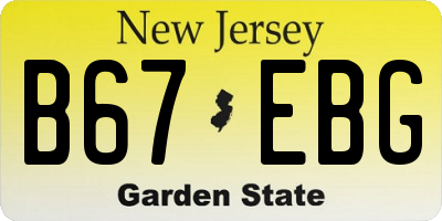 NJ license plate B67EBG