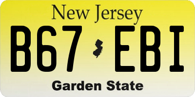 NJ license plate B67EBI