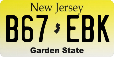 NJ license plate B67EBK