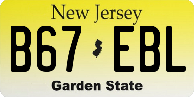 NJ license plate B67EBL