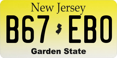 NJ license plate B67EBO