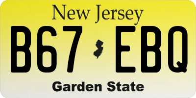 NJ license plate B67EBQ