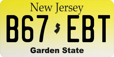NJ license plate B67EBT