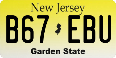 NJ license plate B67EBU