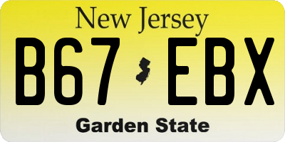 NJ license plate B67EBX