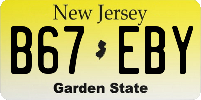 NJ license plate B67EBY