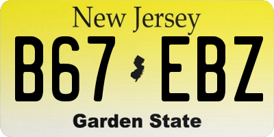 NJ license plate B67EBZ