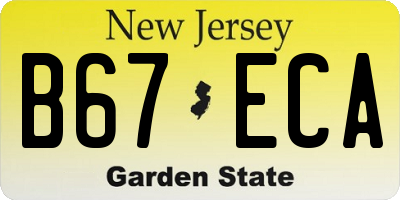 NJ license plate B67ECA
