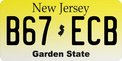 NJ license plate B67ECB