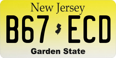 NJ license plate B67ECD