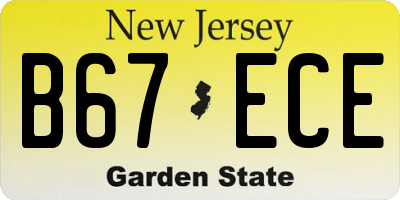 NJ license plate B67ECE