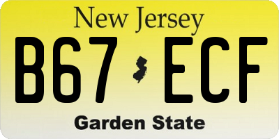 NJ license plate B67ECF