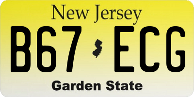 NJ license plate B67ECG