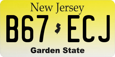 NJ license plate B67ECJ