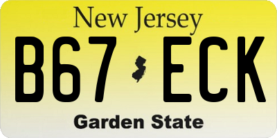 NJ license plate B67ECK