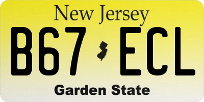 NJ license plate B67ECL