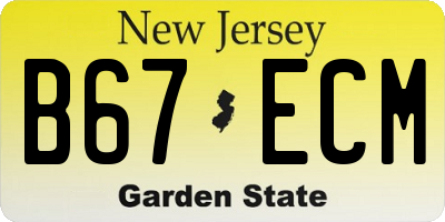 NJ license plate B67ECM