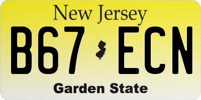 NJ license plate B67ECN