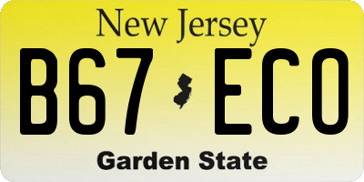 NJ license plate B67ECO
