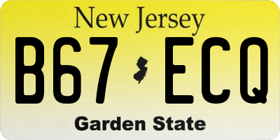 NJ license plate B67ECQ