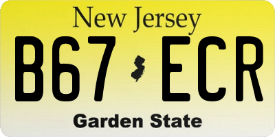 NJ license plate B67ECR