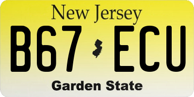 NJ license plate B67ECU