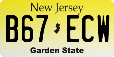 NJ license plate B67ECW