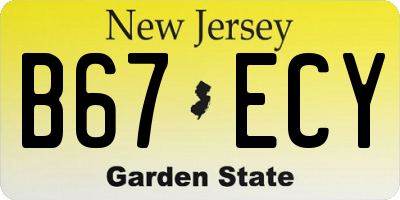 NJ license plate B67ECY