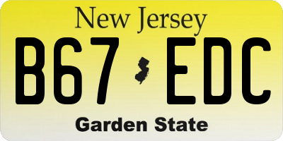 NJ license plate B67EDC