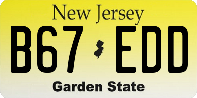 NJ license plate B67EDD