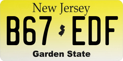NJ license plate B67EDF