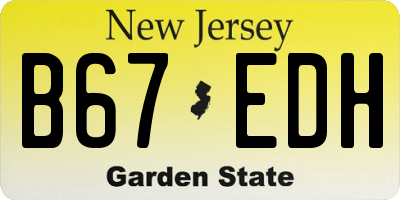 NJ license plate B67EDH