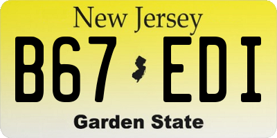 NJ license plate B67EDI