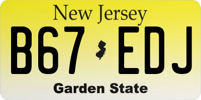 NJ license plate B67EDJ