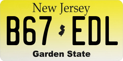 NJ license plate B67EDL