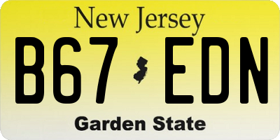 NJ license plate B67EDN