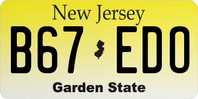 NJ license plate B67EDO