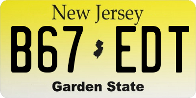 NJ license plate B67EDT
