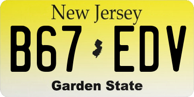 NJ license plate B67EDV