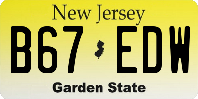 NJ license plate B67EDW