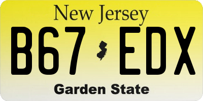 NJ license plate B67EDX