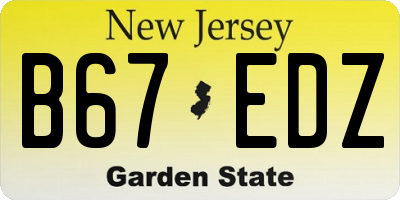 NJ license plate B67EDZ
