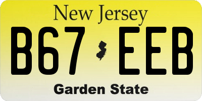 NJ license plate B67EEB