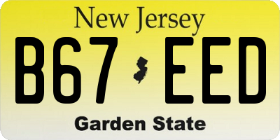NJ license plate B67EED