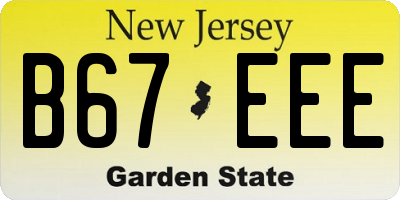 NJ license plate B67EEE
