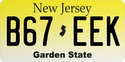 NJ license plate B67EEK