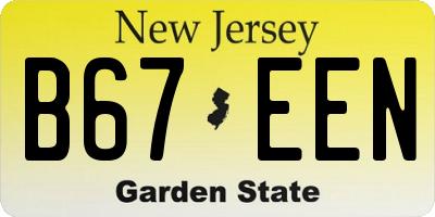 NJ license plate B67EEN