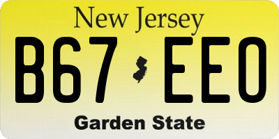 NJ license plate B67EEO
